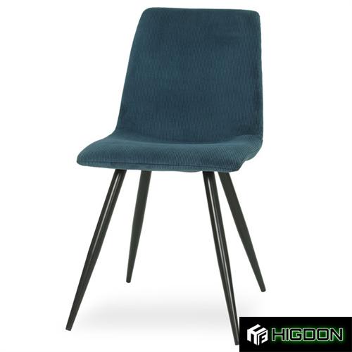 Dark Blue Fabric Dining Chair with Metal Feet