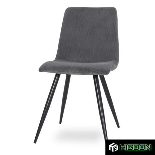 Dark Grey Fabric Dining Chair with Metal Feet