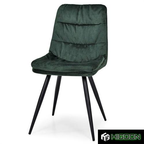 Dark Green Fabric Dining Chair with Metal Feet