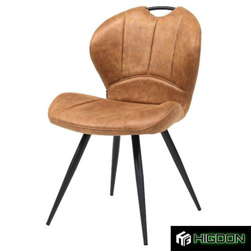 Brown Industrial Style Upholstered Chair with Metal Legs