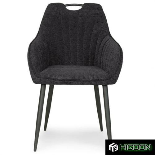 Black Upholstered Armchair with Metal Legs