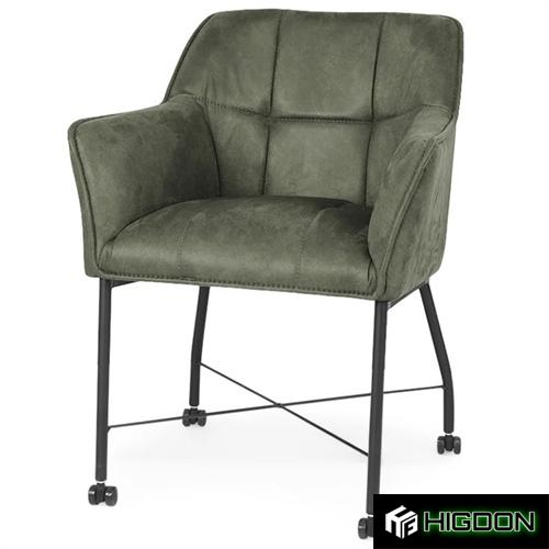 Green Upholstered Armchair on Wheels