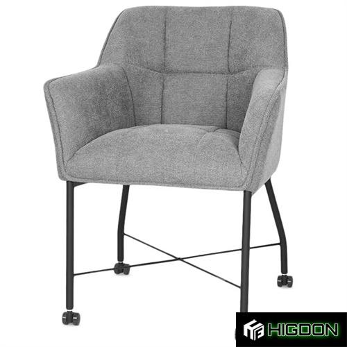 Grey Upholstered Armchair on Wheels