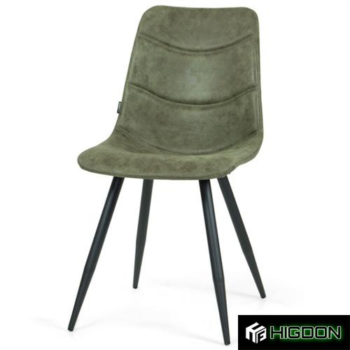 Industrial Style Dark Green Fabric Dining Chair with Metal Feet