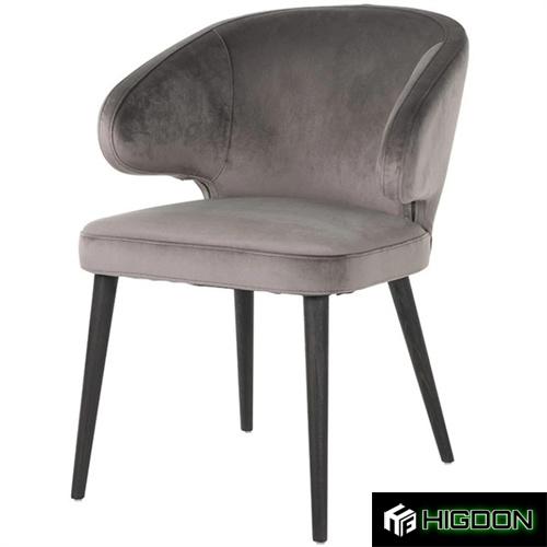 Curved back armrest dark grey fabric dining chair