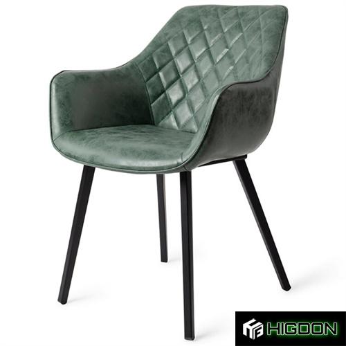 Dark Green Upholstered Armchair with Metal Feet