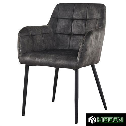 Dark Grey Fabric Armchair with Metal Feet