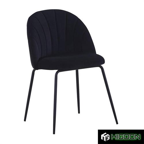 Velvet Dining Chair with Black Metal Feet