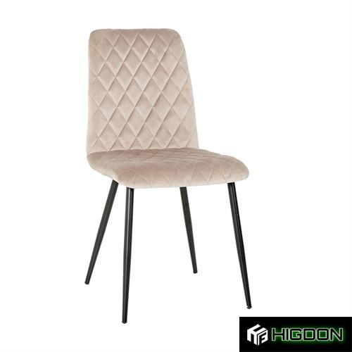 High back beige velvet dining chair