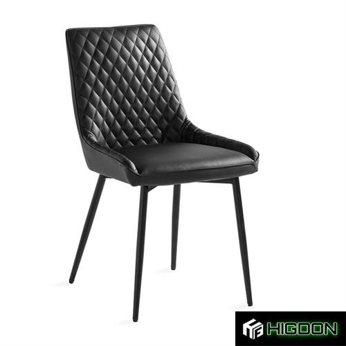 High Back Black Faux Leather Dining Chair with Metal Feet 