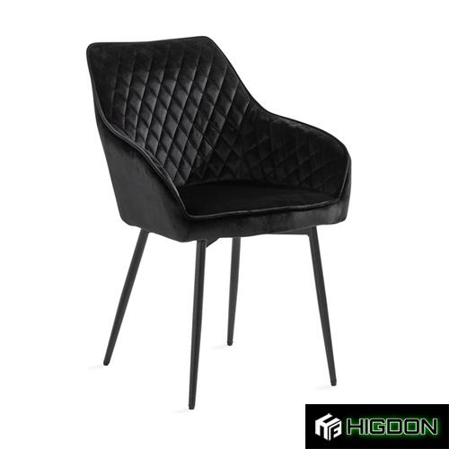 Luxurious black velvet upholstery armchair