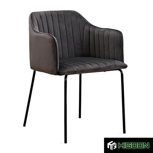 Dark Grey Velvet Dining Armchair