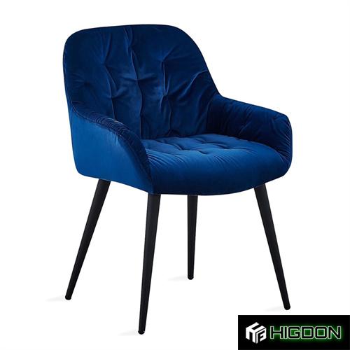 Navy Blue Tufted Velvet Dining Armchair