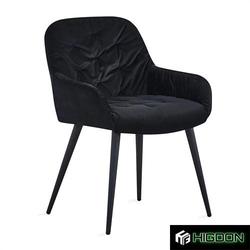 Black Tufted Velvet Dining Armchair