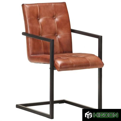Brown Faux Leather Dining Armchair 