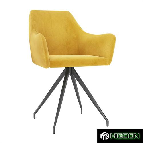 Stylish rotatable yellow fabric armchair