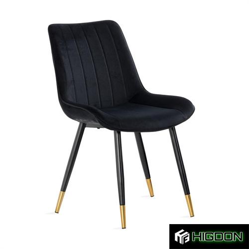 Black Velvet Dining Chair with sleek metal feet