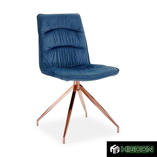 Rotatable Dark Blue Fabric Dining Chair