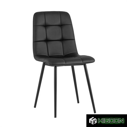 Black faux leather dining cafe chair
