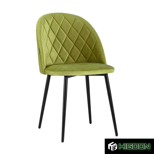 Colorful upholstered dining chair with metal feet