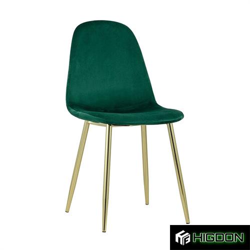 Luxury leisure velvet cafe chair with golden metal legs