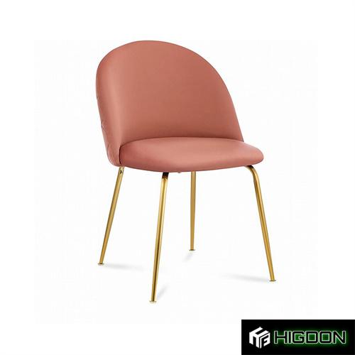 Pink Velvet Dining Chair with Golden Metal Legs