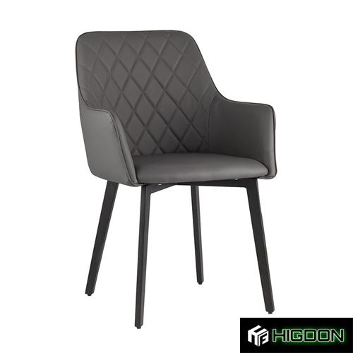 Dark grey faux leather dining armchair