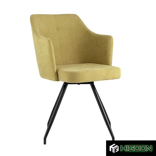 Rotatable linen fabric dining armchair