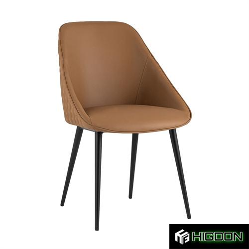 Modern brown faux leather kitchen dining chair