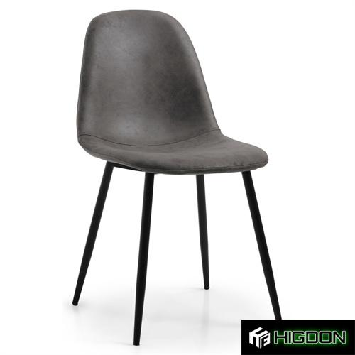 Dark grey faux leather side cafe chair