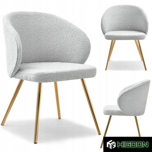 Curved back boucle dining armchair