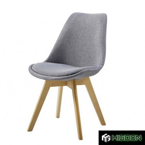 Stylish linen fabric dining chair with wood feet