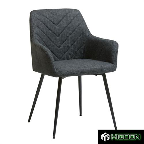Dark grey linen fabric dining armchair