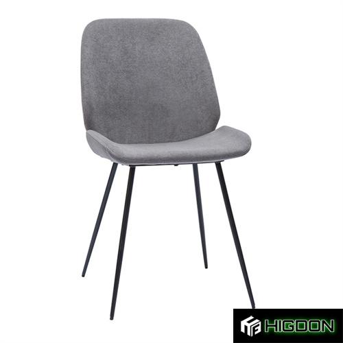 Elegant and Versatile Dark Grey Fabric Dining Chair with Black Metal Feet