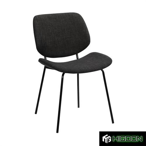 Armless Black Fabric Dining Chair with Metal Feet