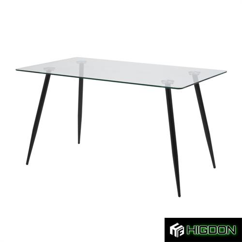 Rectangle clear tempered glass top dining table