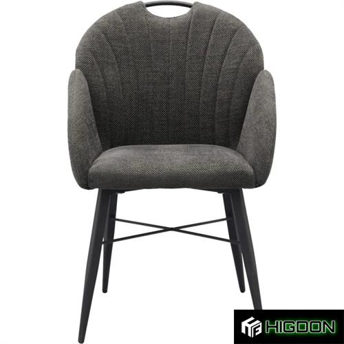 Dining armchair with its dark grey upholstery