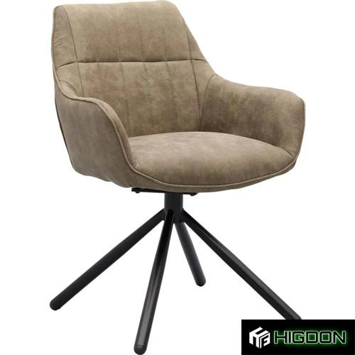 Rotatable taupe upholstered armchair