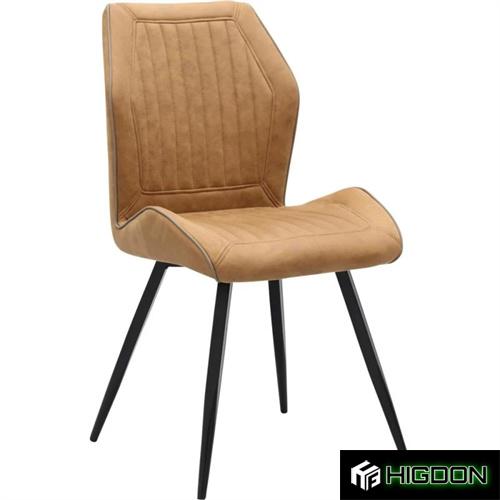 Upholstered seat dining chair with metal feet 