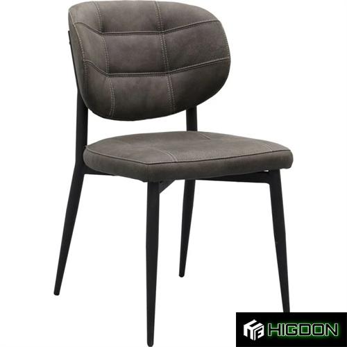 Elegant and modern Dark Grey Upholstered Dining Chair with Metal Feet,