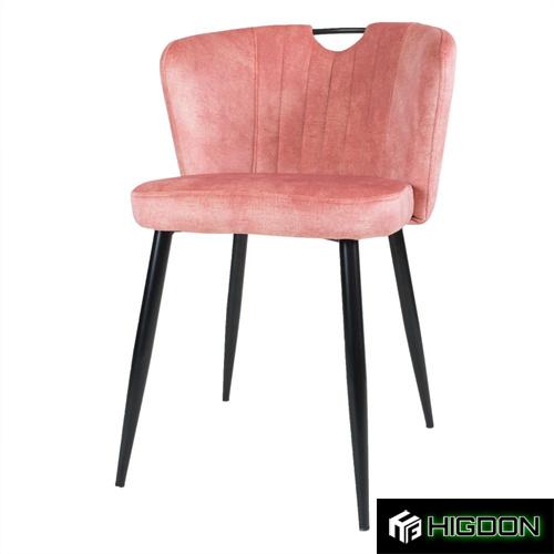 Pink Fabric Dining Chair with Metal Feet