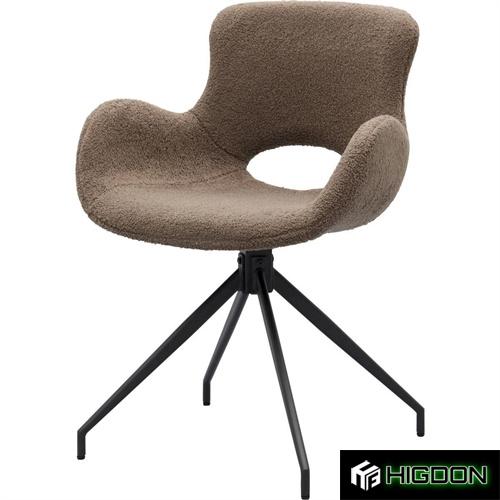 Stylish rotatable brown boucle armchair