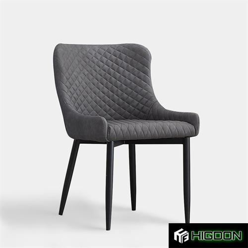 Grey Upholstered Dining Chair with Metal Feet