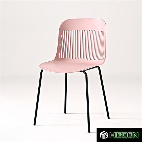 Plastic chair with metal feet
